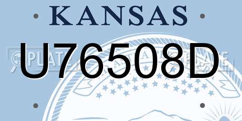 U76508D Kansas License Plate