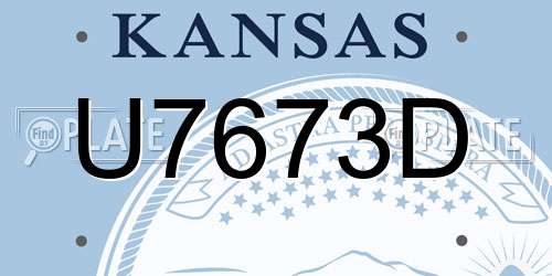 U7673D Kansas License Plate
