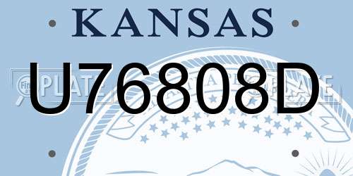 U76808D Kansas License Plate