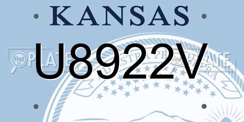 U8922V Kansas License Plate