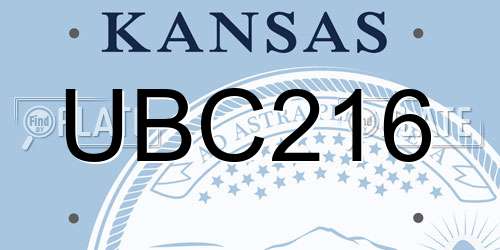 UBC216 Kansas License Plate
