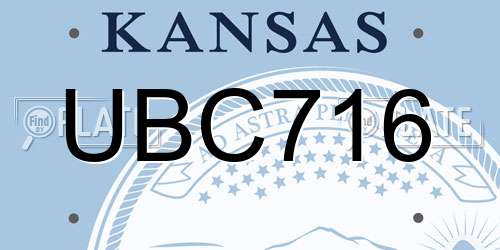 UBC716 Kansas License Plate