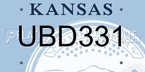 UBD331 Kansas License Plate