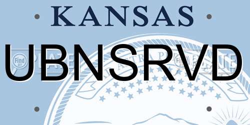 UBNSRVD Kansas License Plate