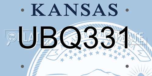 UBQ331 Kansas License Plate
