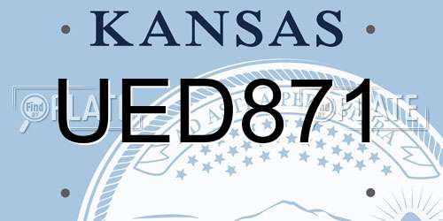 UED871 Kansas License Plate