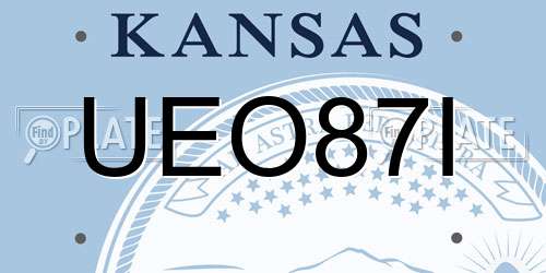 UEO87I Kansas License Plate