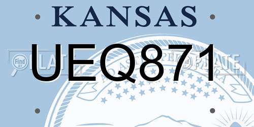 UEQ871 Kansas License Plate