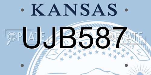 UJB587 Kansas License Plate