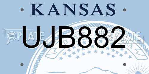 UJB882 Kansas License Plate