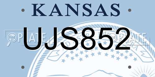 UJS852 Kansas License Plate