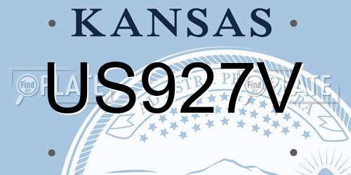 US927V Kansas License Plate