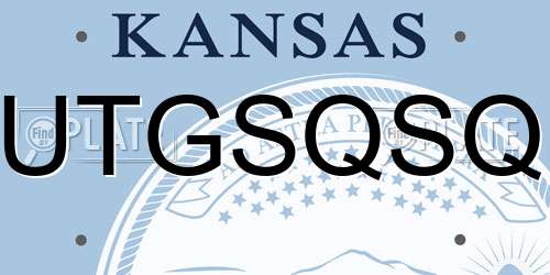 UTGSQSQ Kansas License Plate