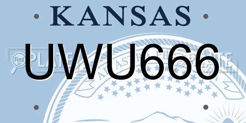 UWU666 Kansas License Plate