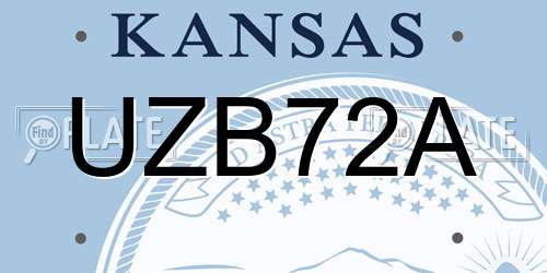UZB72A Kansas License Plate