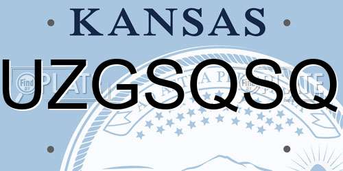 UZGSQSQ Kansas License Plate