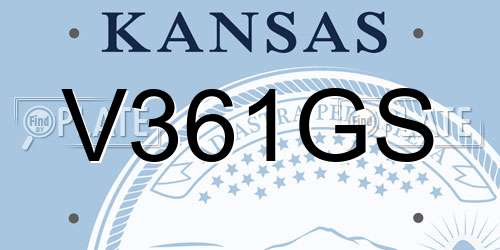 V361GS Kansas License Plate