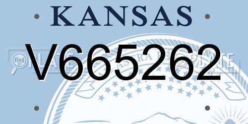 V665262 Kansas License Plate