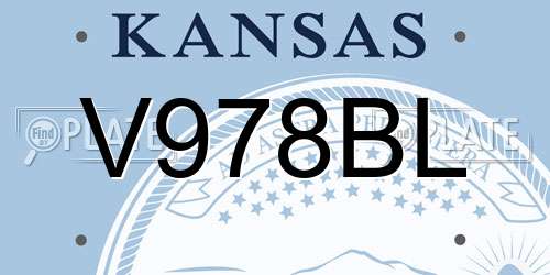 V978BL Kansas License Plate