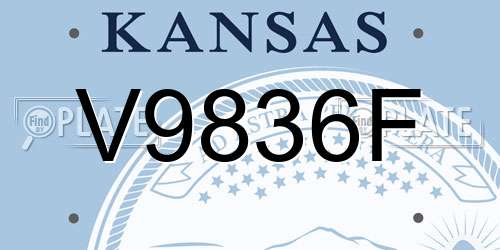 V9836F Kansas License Plate