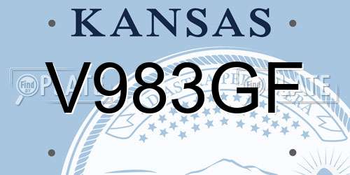 V983GF Kansas License Plate