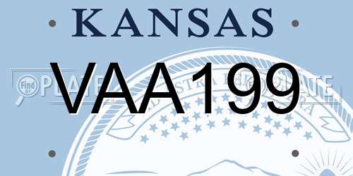 VAA199 Kansas License Plate