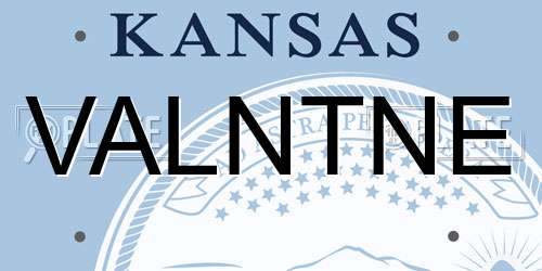 VALNTNE Kansas License Plate