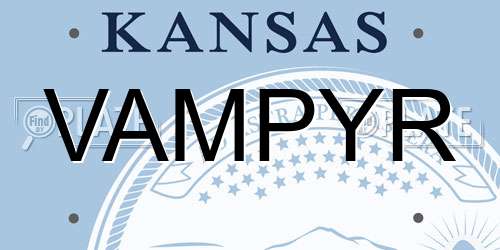 VAMPYR Kansas License Plate