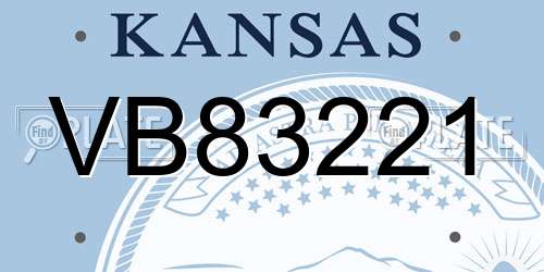VB83221 Kansas License Plate