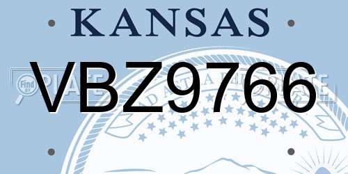 VBZ9766 Kansas License Plate