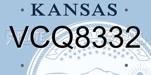 VCQ8332 Kansas License Plate