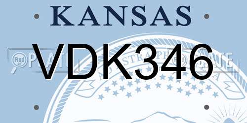 VDK346 Kansas License Plate