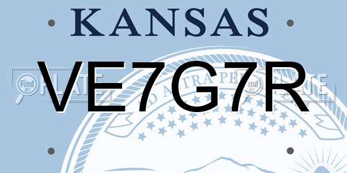 VE7G7R Kansas License Plate