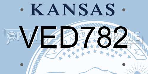 VED782 Kansas License Plate