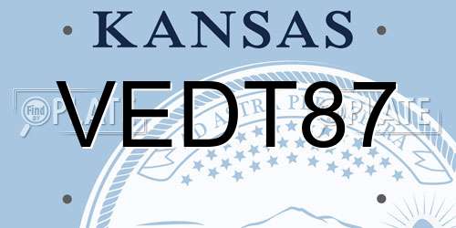 VEDT87 Kansas License Plate