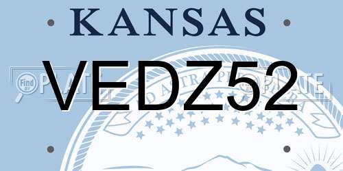 VEDZ52 Kansas License Plate