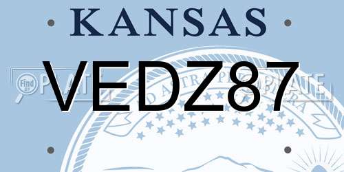 VEDZ87 Kansas License Plate