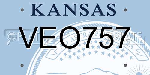 VEO757 Kansas License Plate