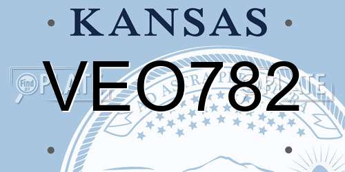 VEO782 Kansas License Plate