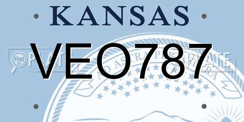 VEO787 Kansas License Plate