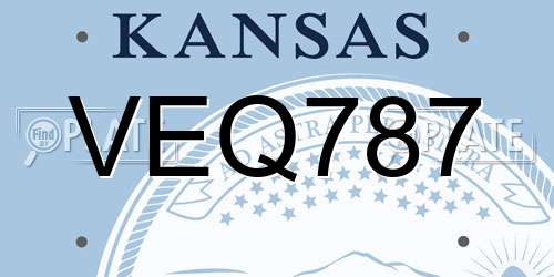 VEQ787 Kansas License Plate