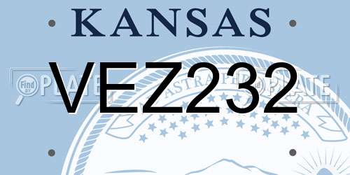 VEZ232 Kansas License Plate