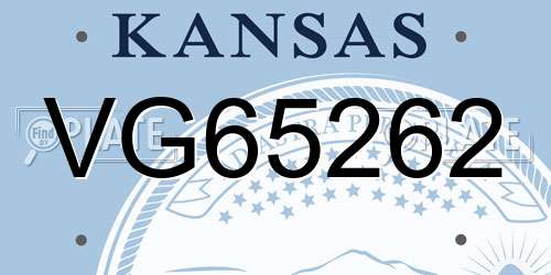 VG65262 Kansas License Plate