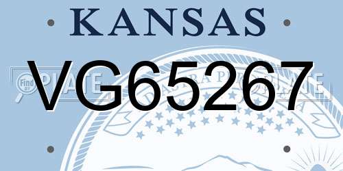 VG65267 Kansas License Plate