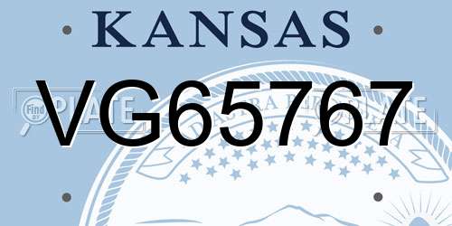 VG65767 Kansas License Plate