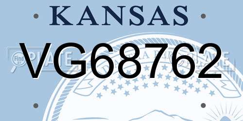 VG68762 Kansas License Plate