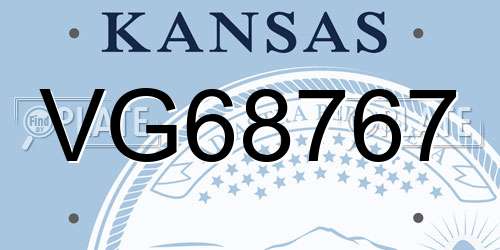 VG68767 Kansas License Plate