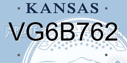 VG6B762 Kansas License Plate