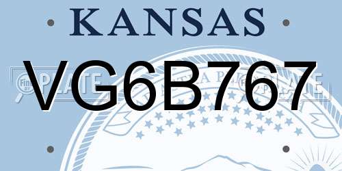 VG6B767 Kansas License Plate