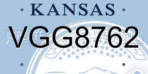 VGG8762 Kansas License Plate